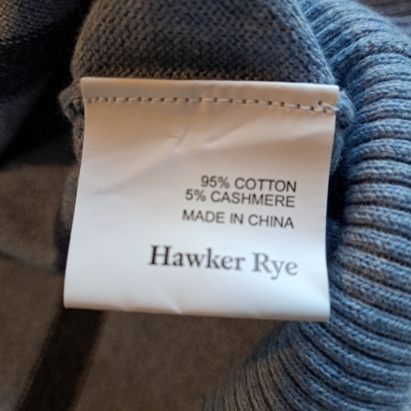 Hawker Rye men's size size XL 3 Shades of blue Cotton Cashmere crew neck sweater - Picture 3 of 5